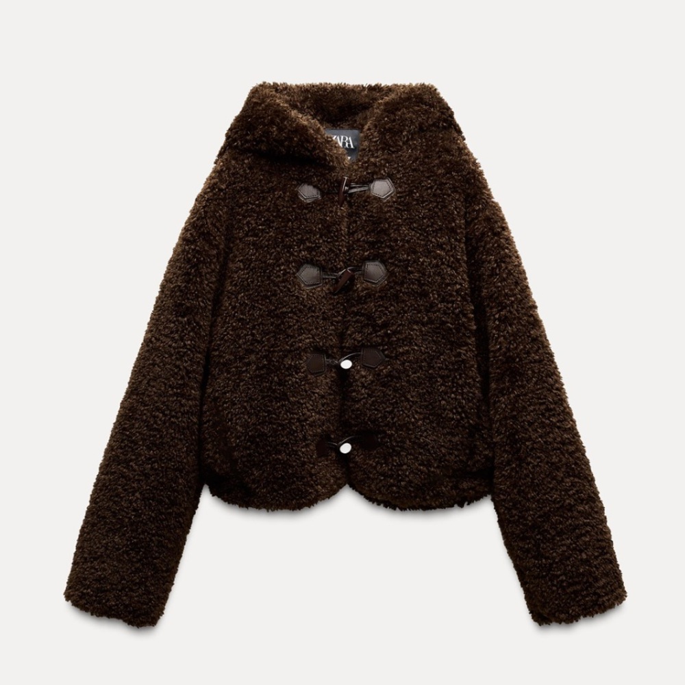 Zara Faux Fur Crop Toggle Coat